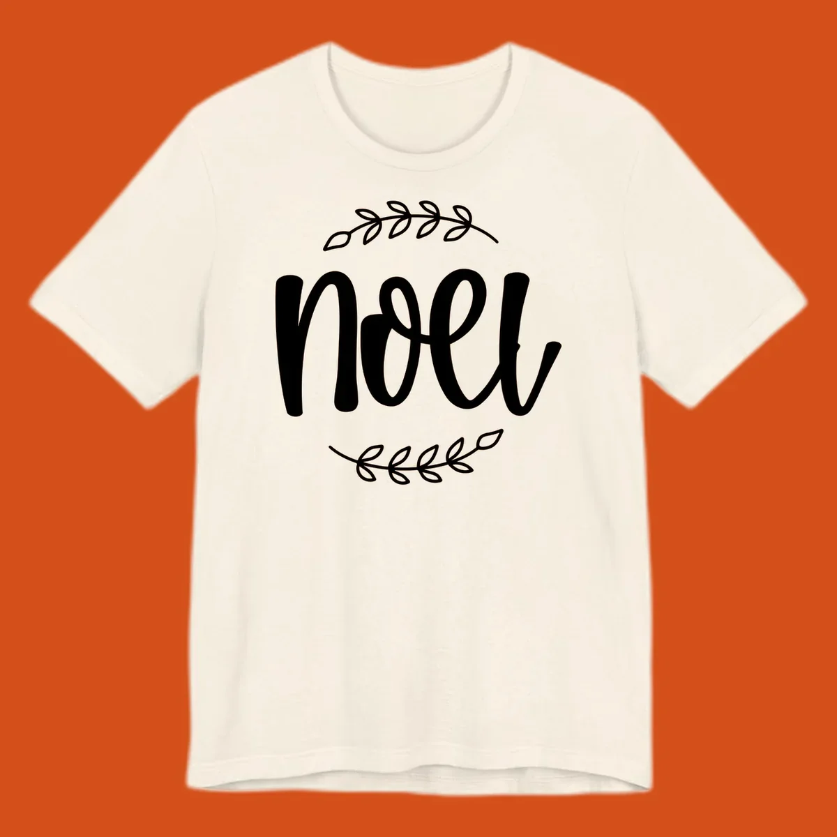 Elegant christmas noel script with leafy branches.
