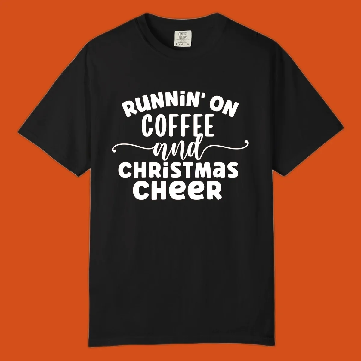 Running on coffee and christmas cheer typography design.