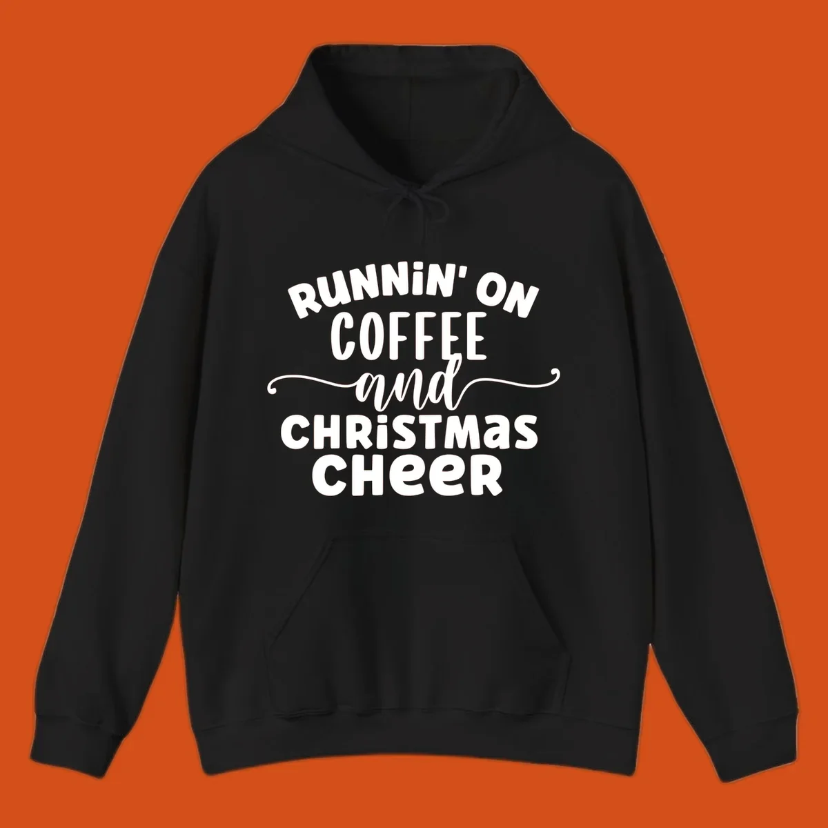 Running on coffee and christmas cheer typography design.