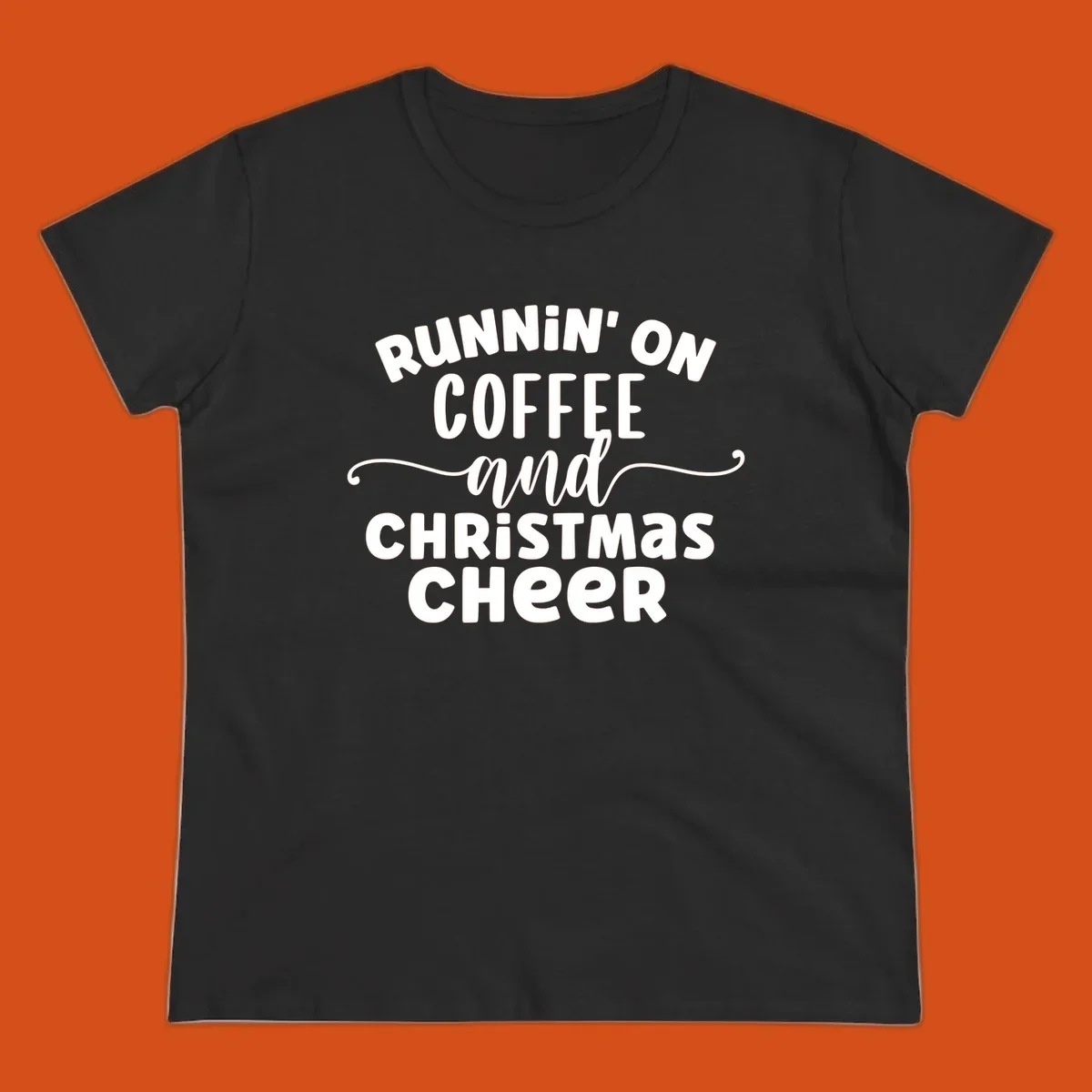 Running on coffee and christmas cheer typography design.