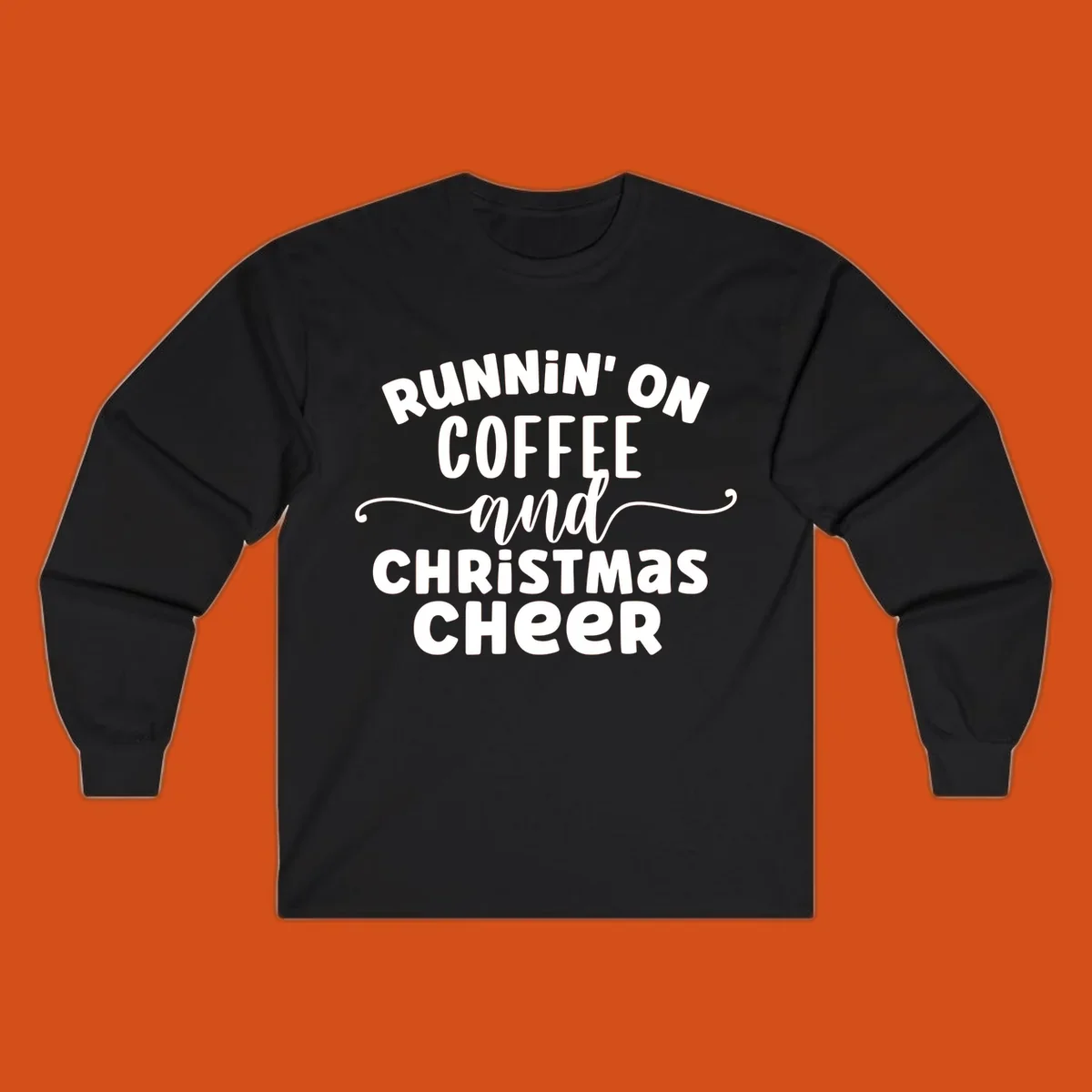 Running on coffee and christmas cheer typography design.