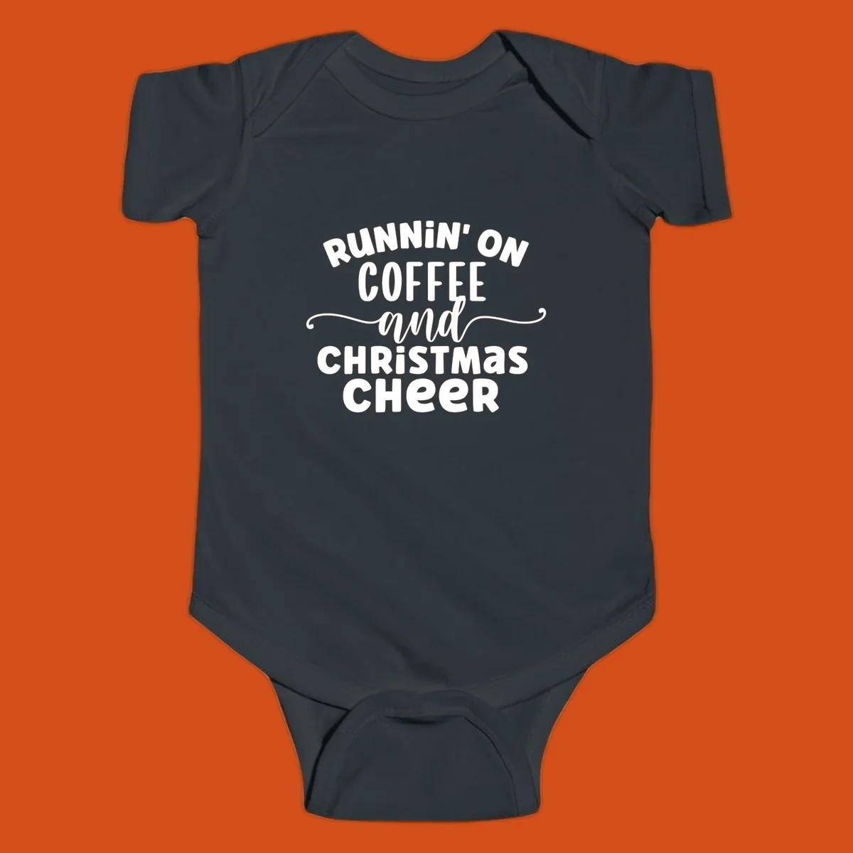 Running on coffee and christmas cheer typography design.