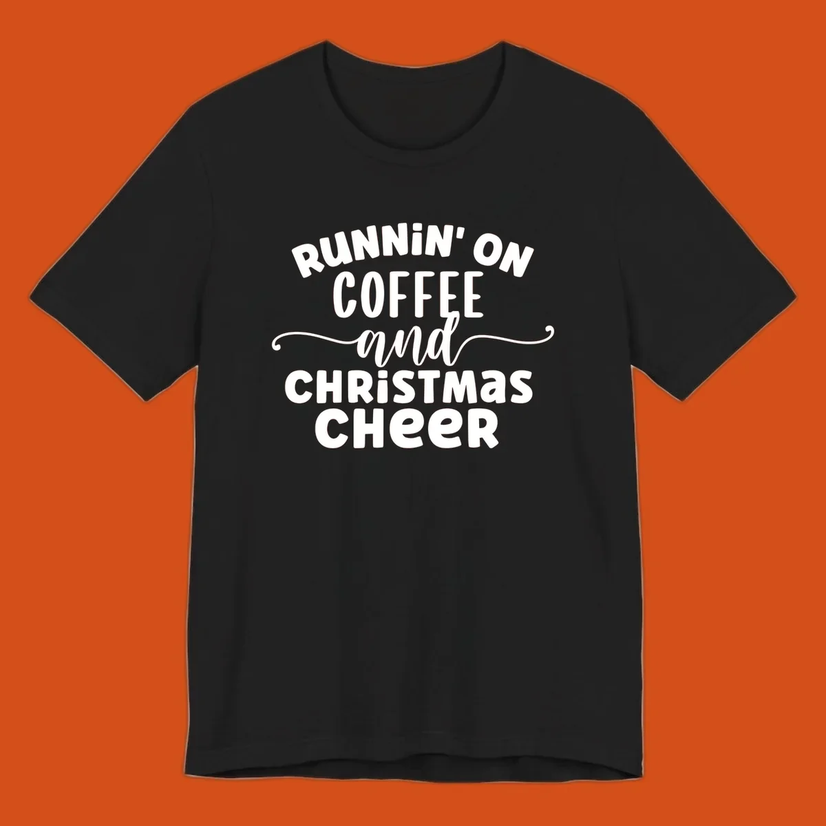 Running on coffee and christmas cheer typography design.