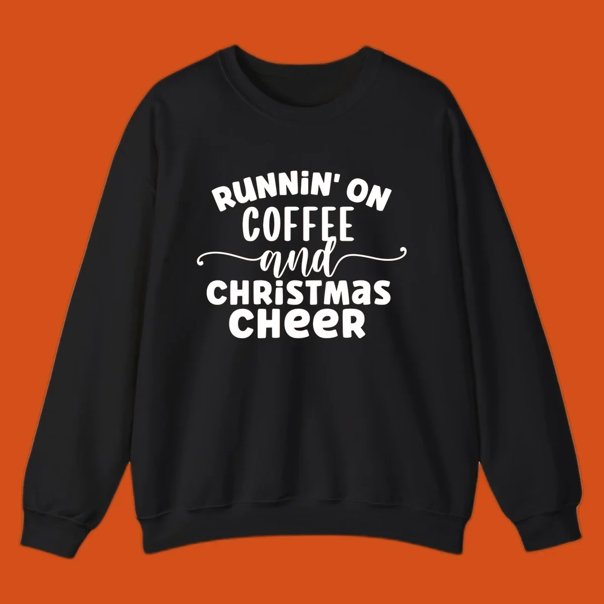 Running on coffee and christmas cheer typography design.