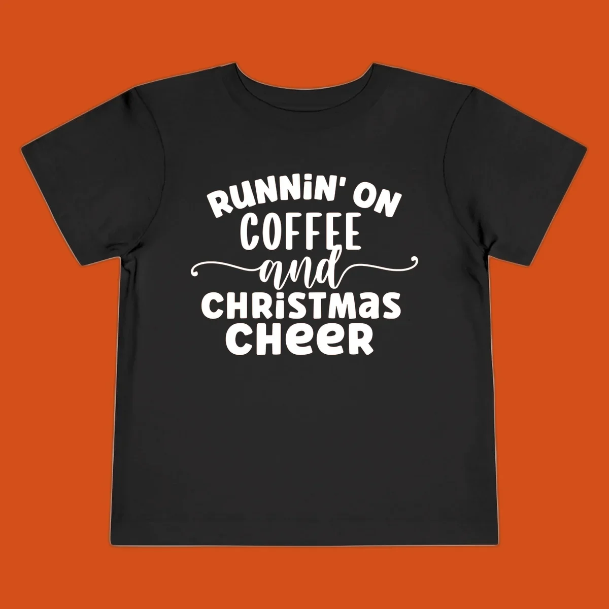 Running on coffee and christmas cheer typography design.