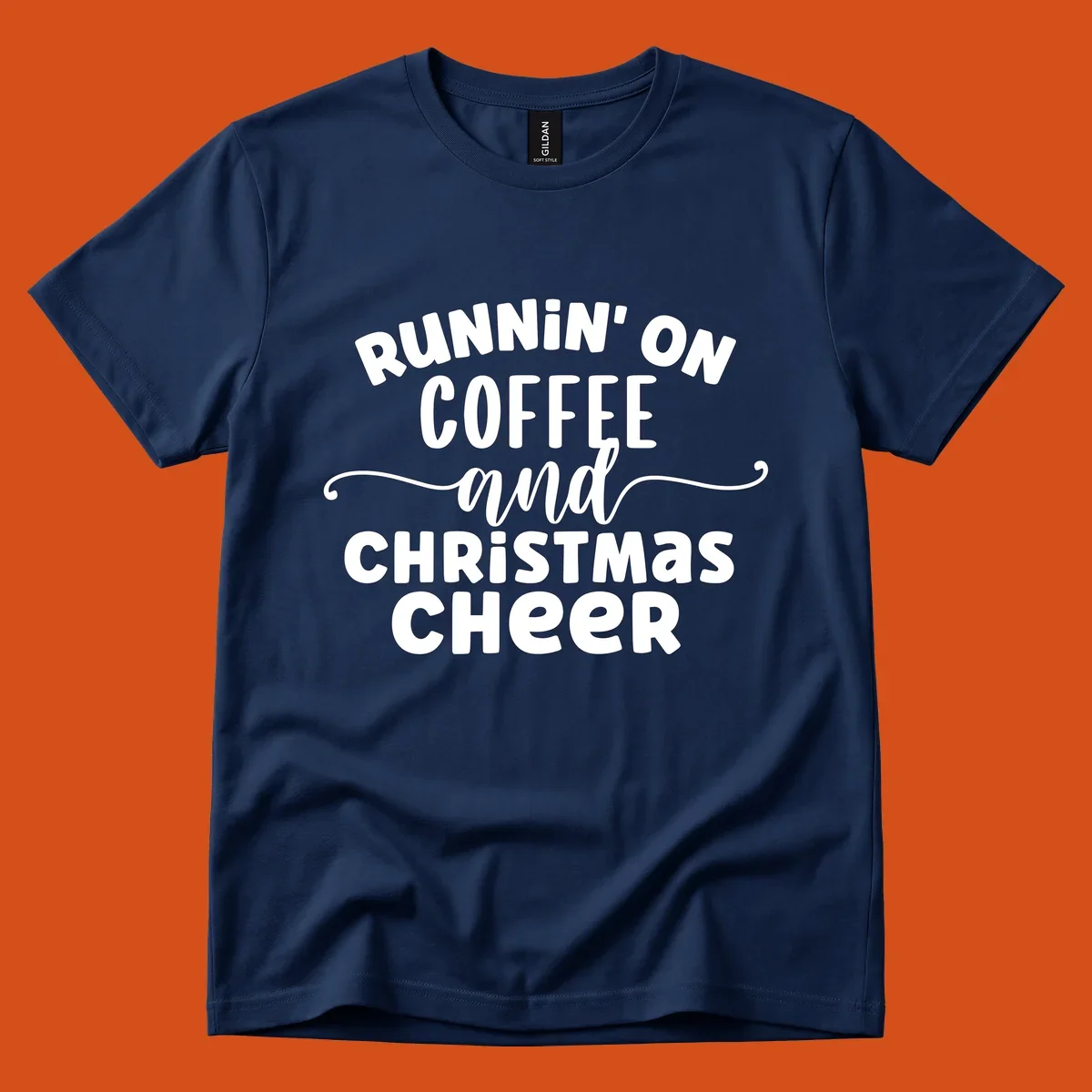 Running on coffee and christmas cheer typography design.