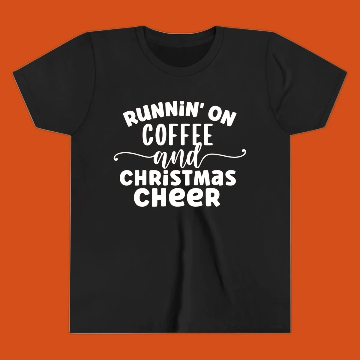 Running on coffee and christmas cheer typography design.