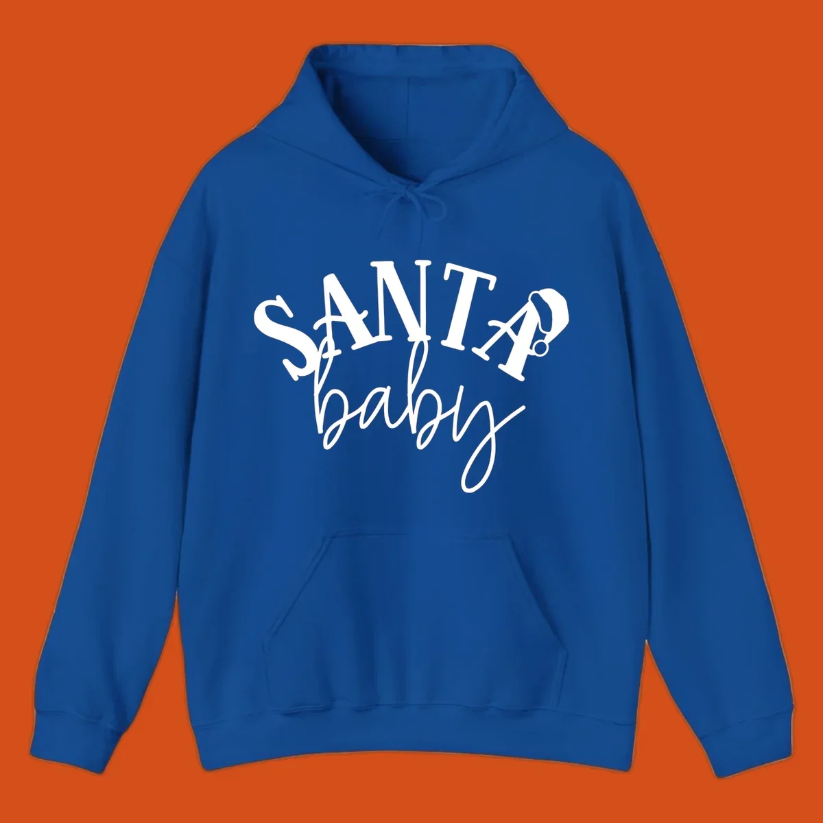 Santa baby Christmas text design with a Santa hat on the letter A.