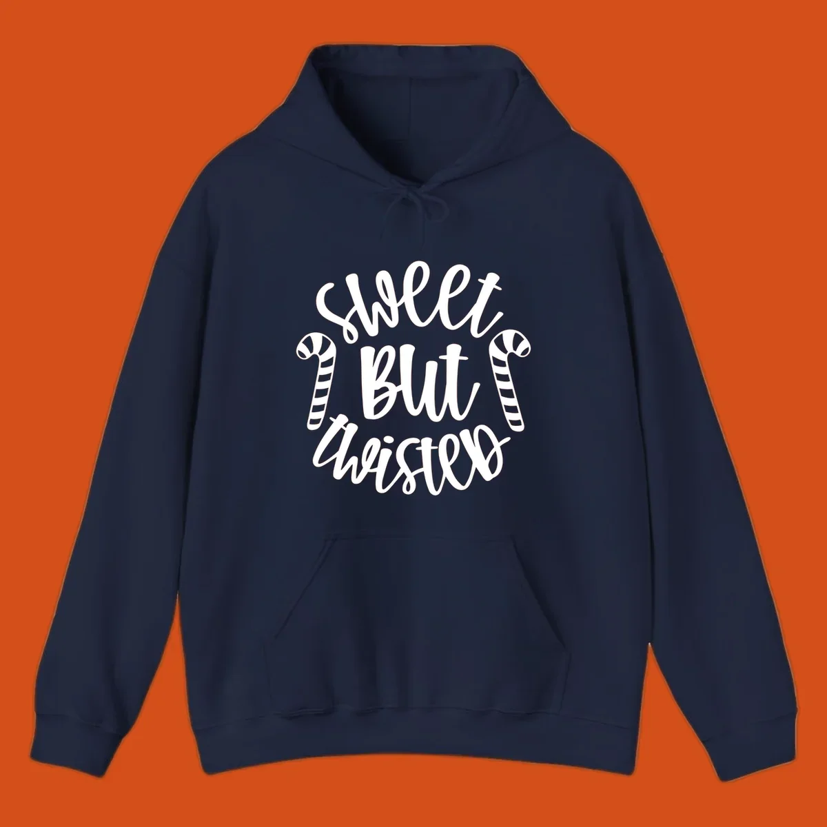 Sweet but twisted text with candy canes holiday graphic.