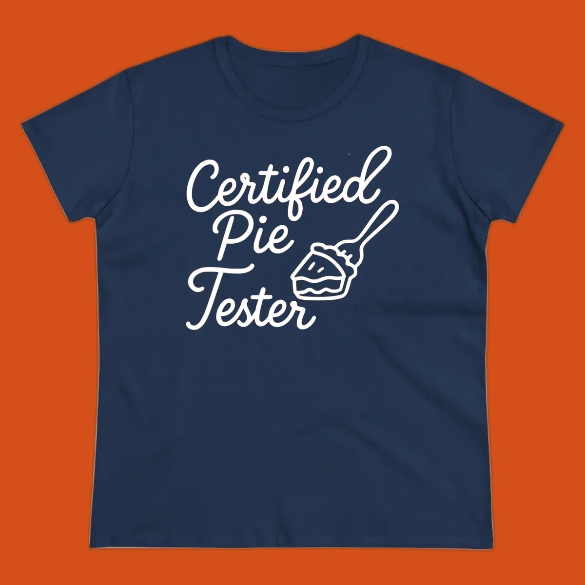 Certified pie tester text with a fork lifting a slice of pie.