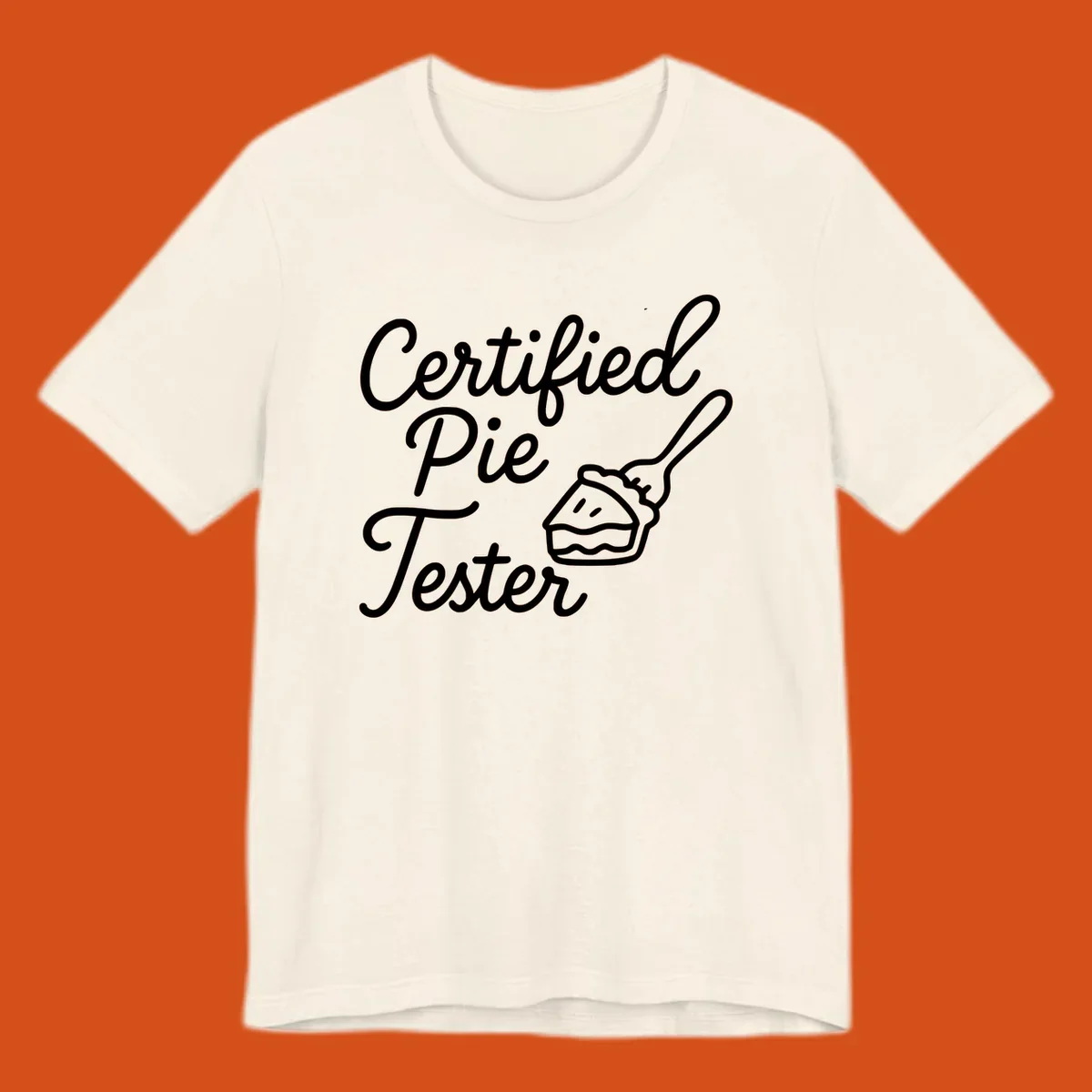 Certified pie tester text with a fork lifting a slice of pie.