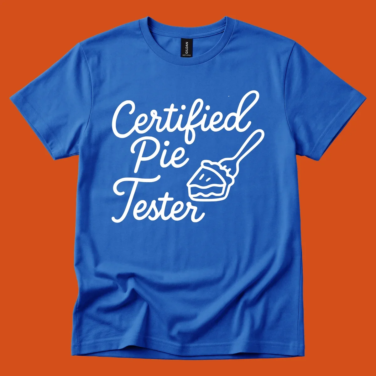 Certified pie tester text with a fork lifting a slice of pie.