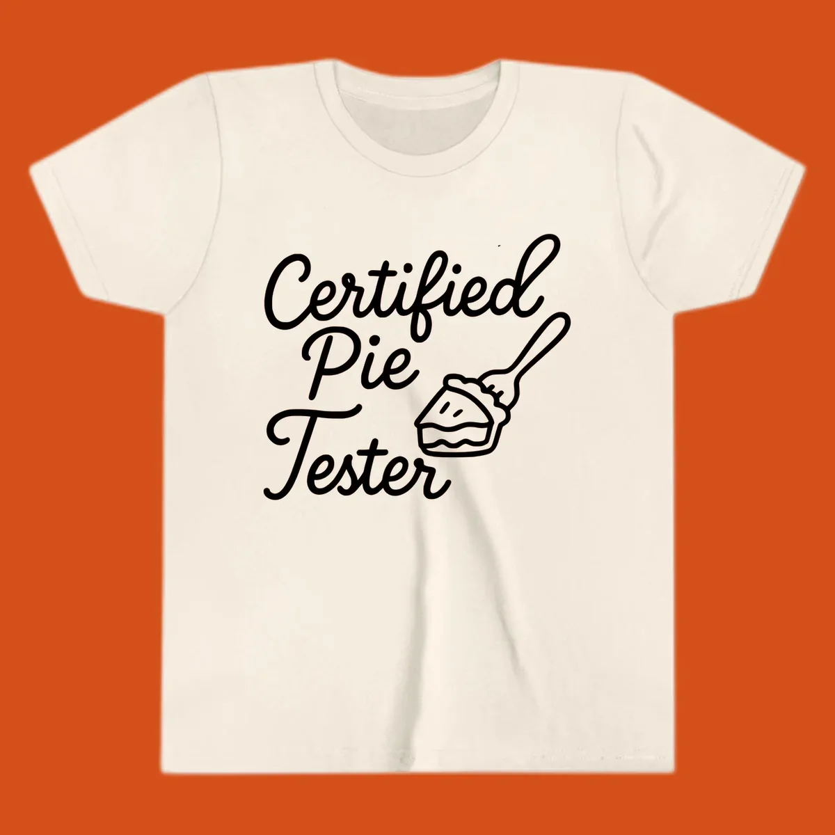 Certified pie tester text with a fork lifting a slice of pie.