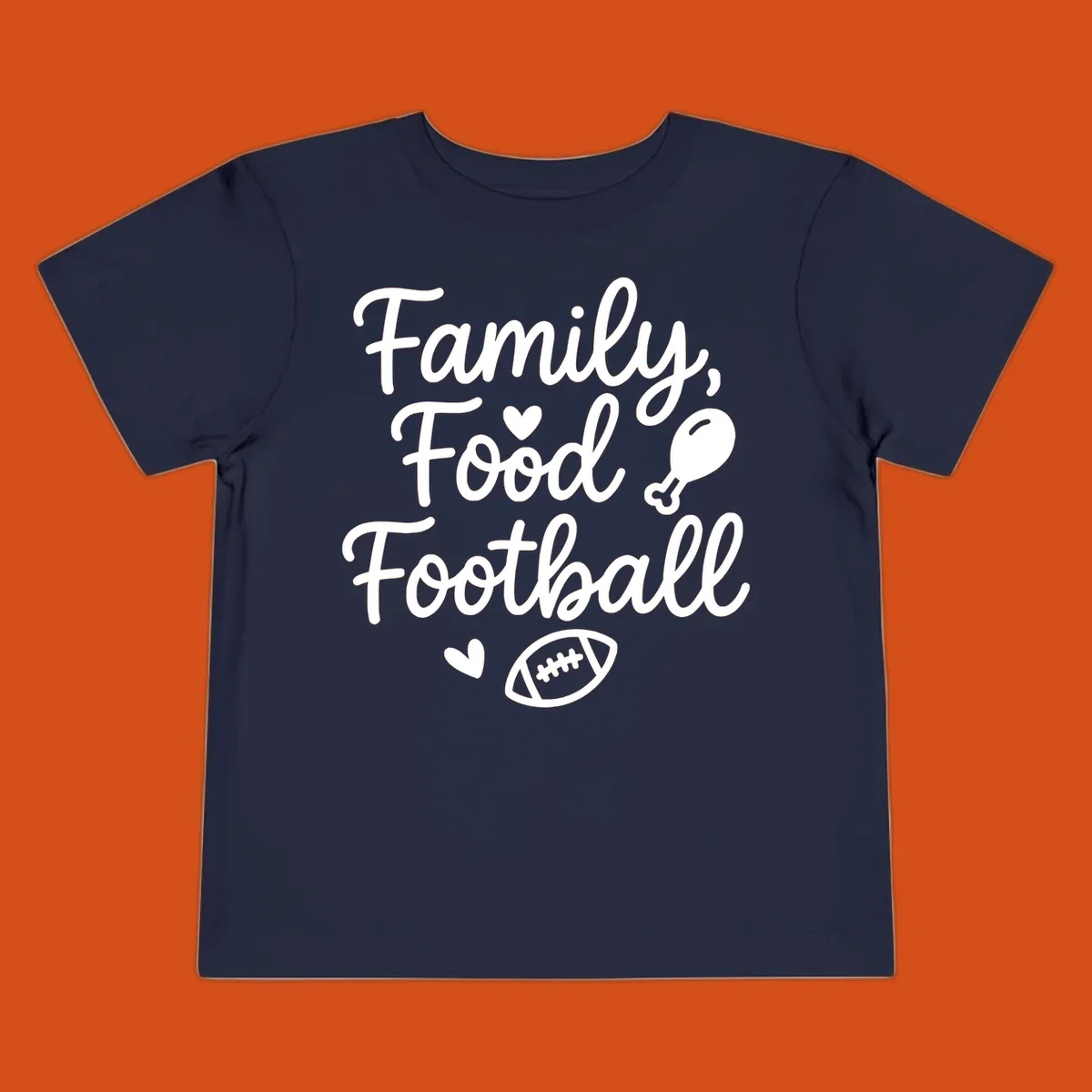Family Food Football text with icons for Thanksgiving and game day.