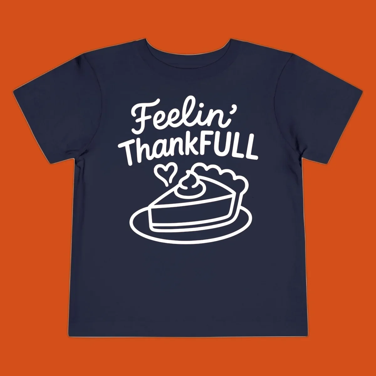 Feelin' ThankFULL pie slice illustration with heart and text for Thanksgiving.