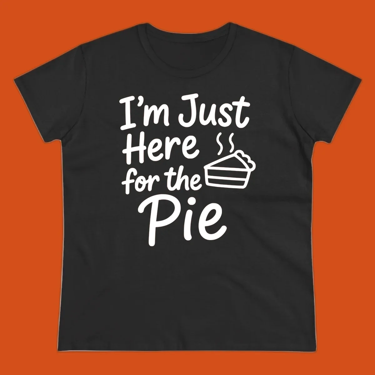 Text 'I'm Just Here For The Pie' with a slice of pie illustration. Primary keyword root: just-here-for-pie.