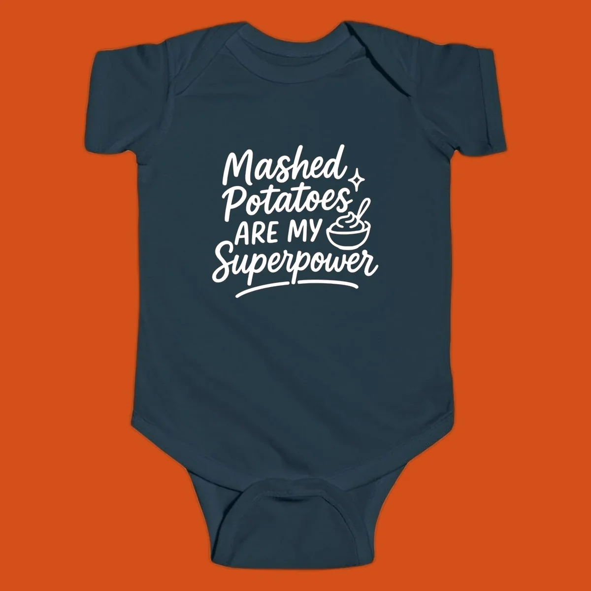 Mashed Potatoes Are My Superpower text and illustration. Keywords: mashed-potatoes-superpower.