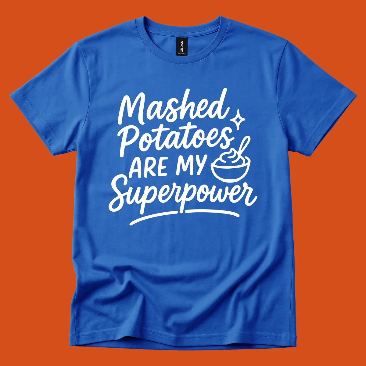 Mashed Potatoes Are My Superpower text and illustration. Keywords: mashed-potatoes-superpower.