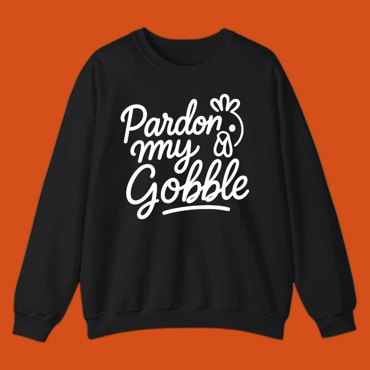 Pardon my Gobble Thanksgiving turkey illustration with text.
