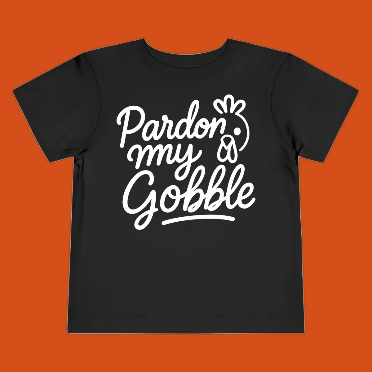 Pardon my Gobble Thanksgiving turkey illustration with text.