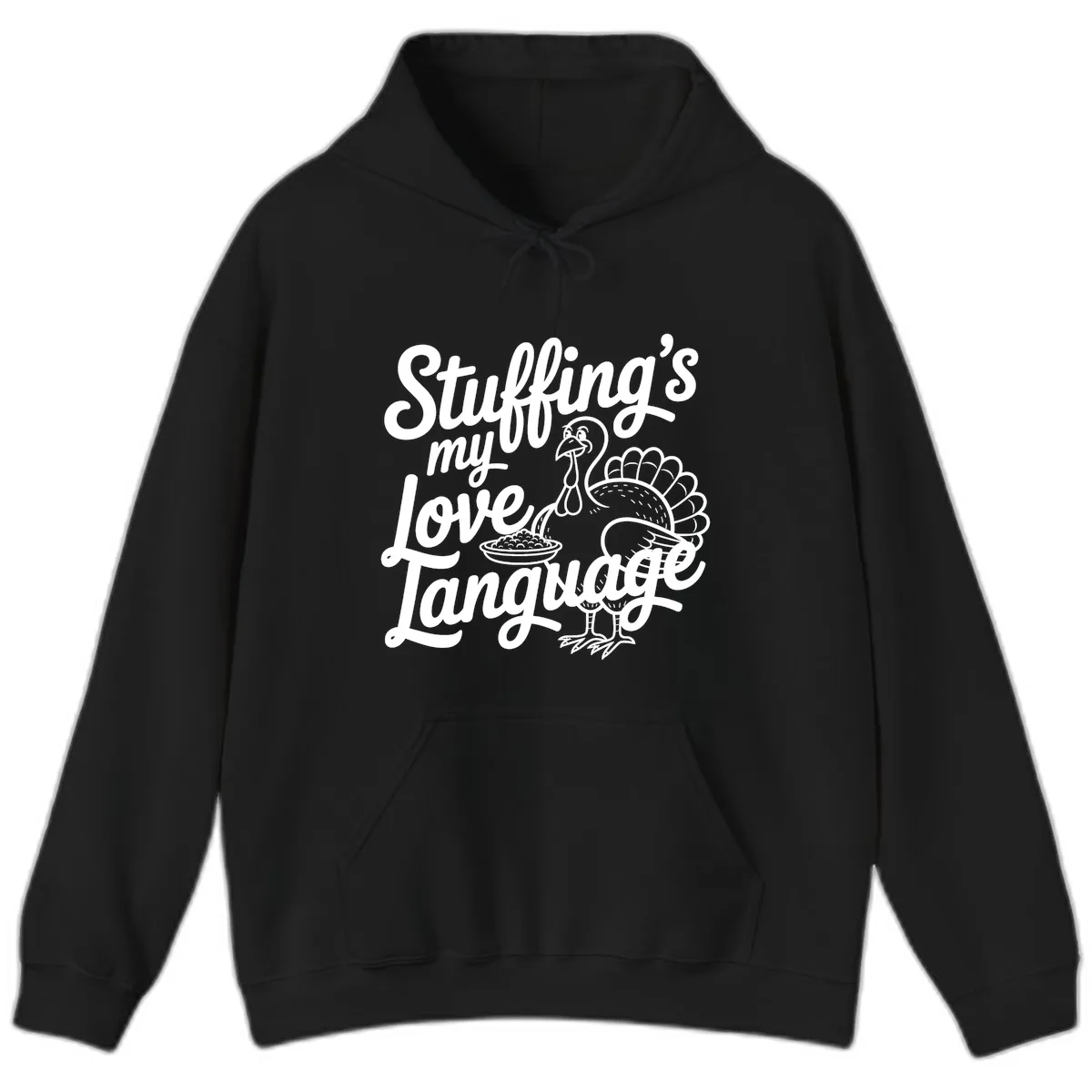 Stuffing My Love Language Turkey Hoodie in Black