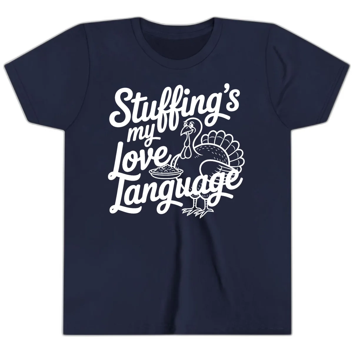Stuffing My Love Language Turkey Youth T-Shirt in Navy