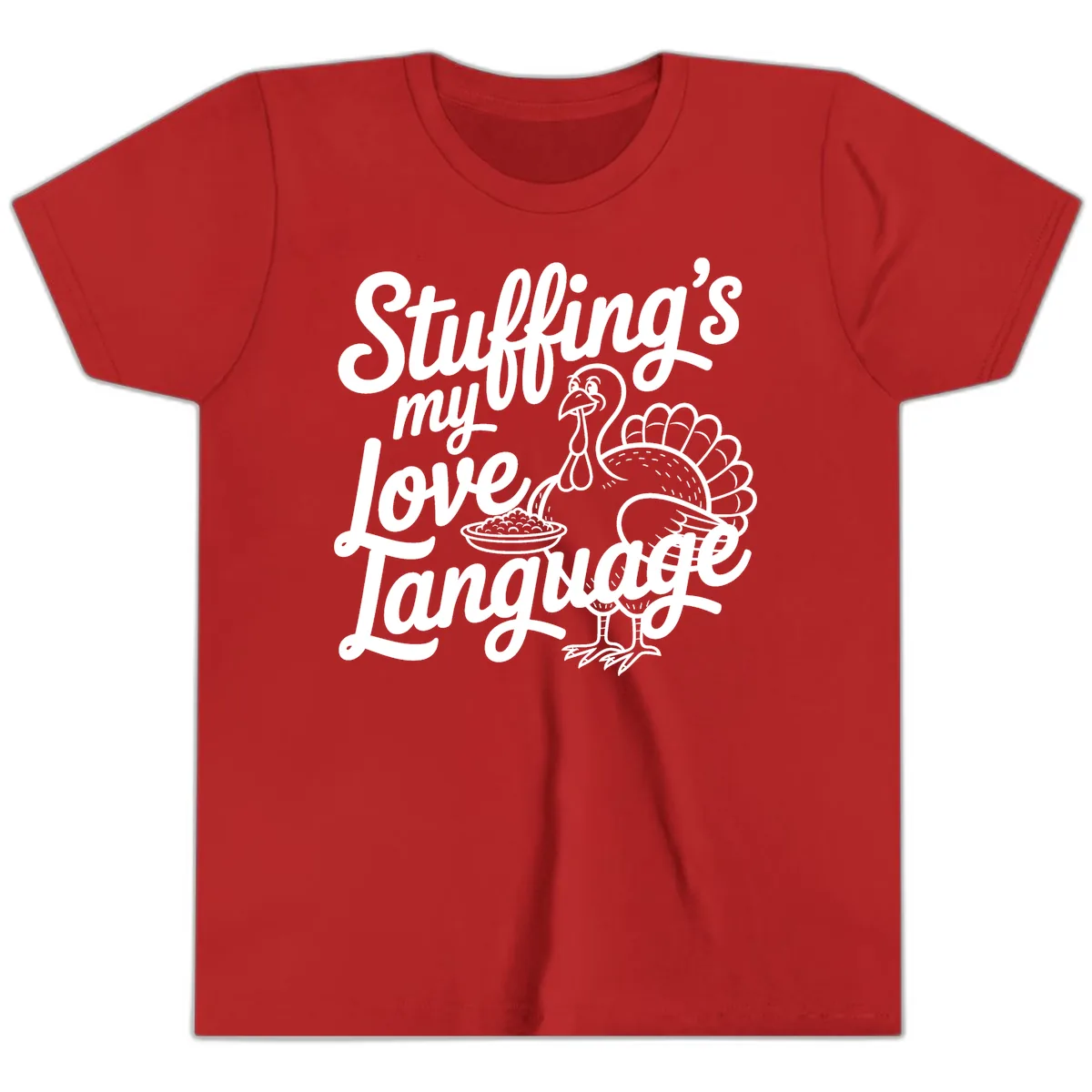Stuffing My Love Language Turkey Youth T-Shirt in Red