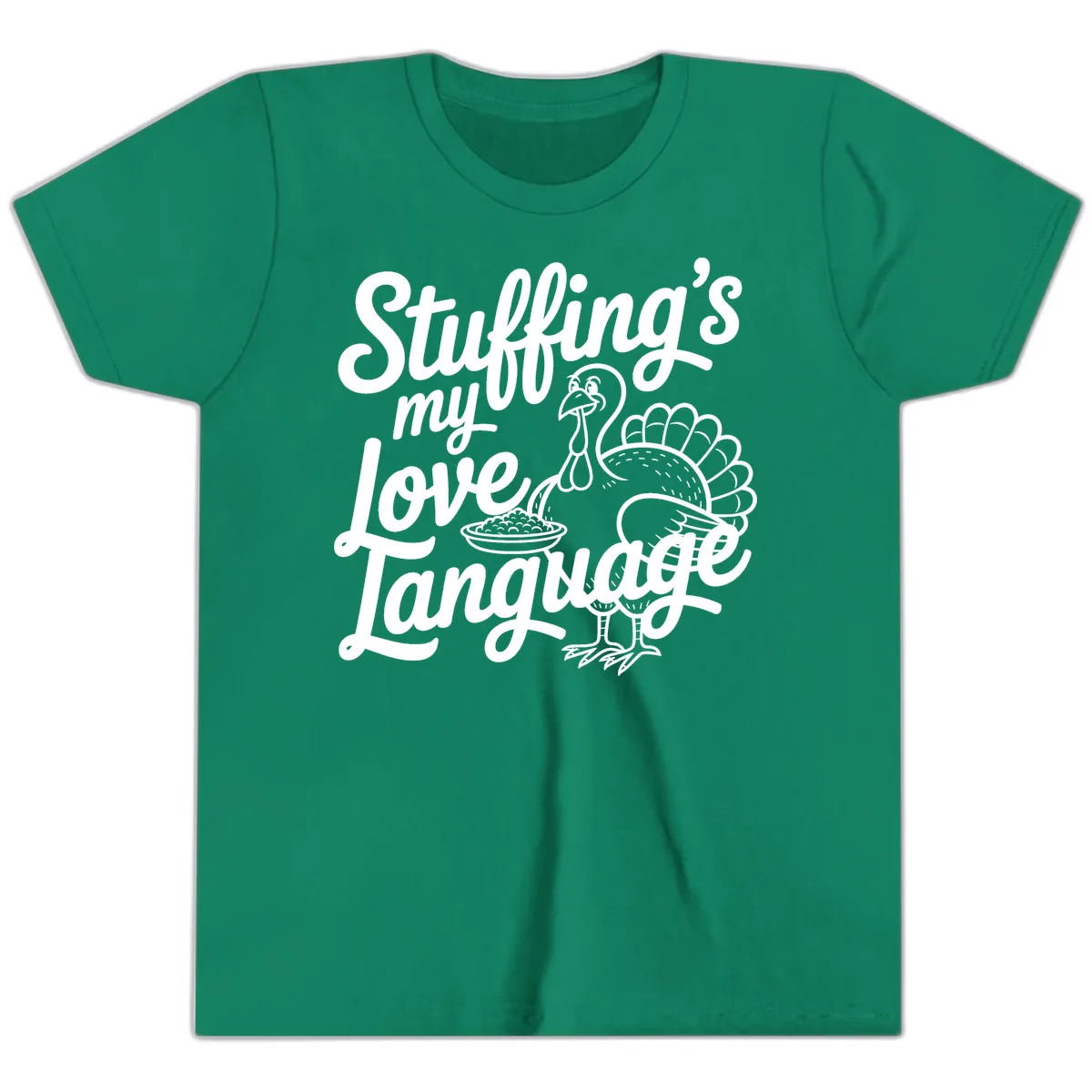 Stuffing My Love Language Turkey Youth T-Shirt in Kelly