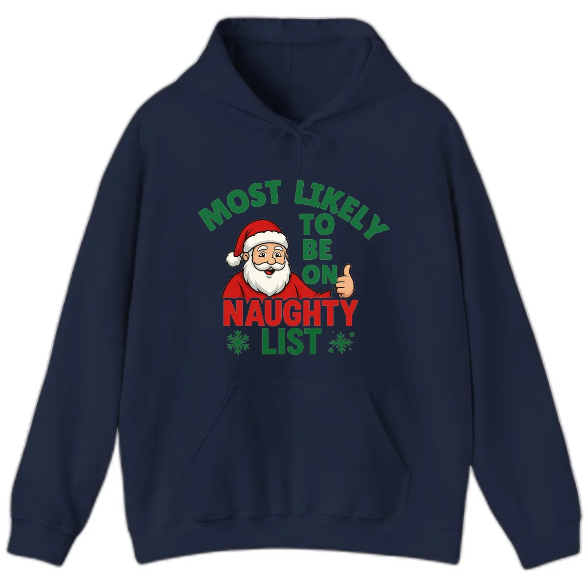 Most Likely To Be On Naughty List Santa Hoodie in Navy