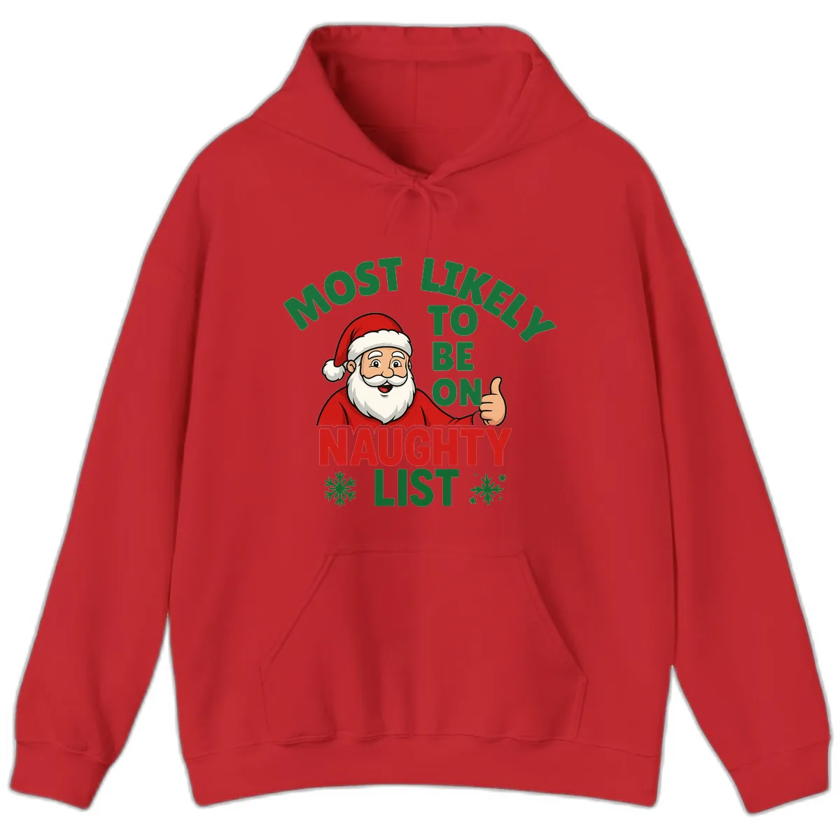 Most Likely To Be On Naughty List Santa Hoodie in Red