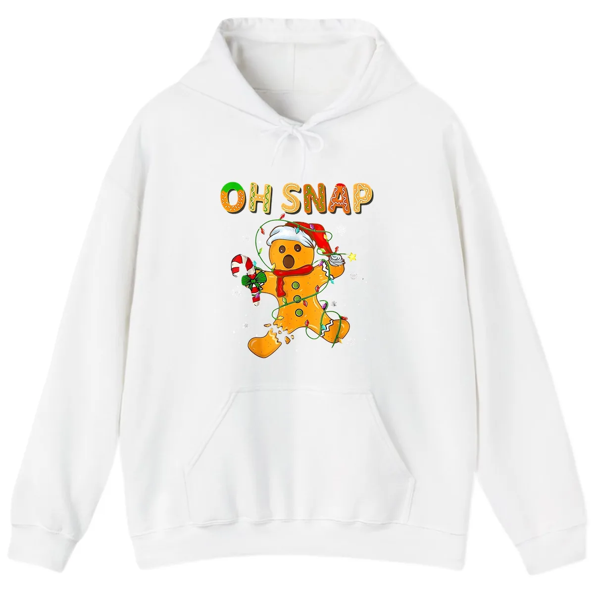 Oh Snap Gingerbread Man Holiday Hoodie in White