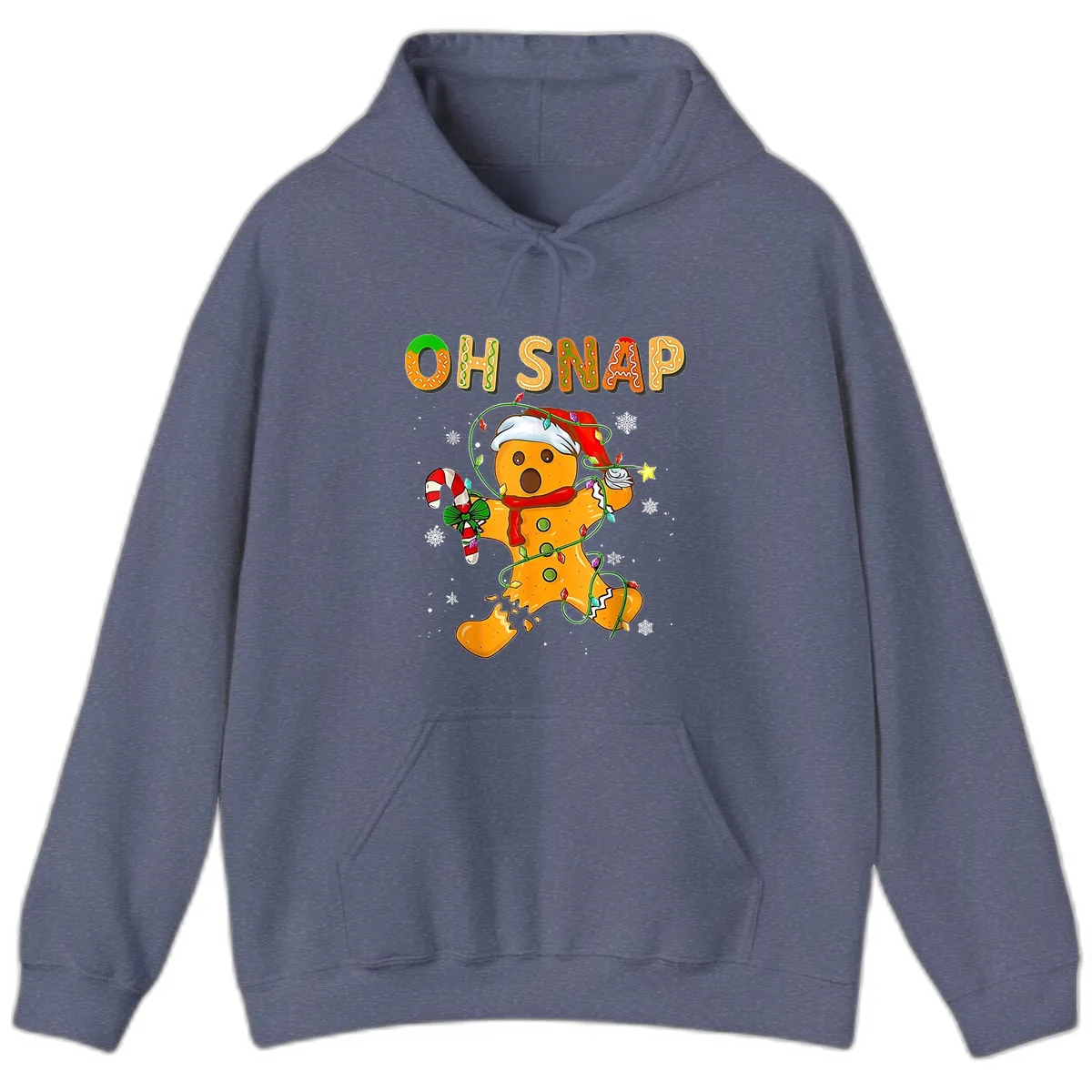 Oh Snap Gingerbread Man Holiday Hoodie in Heather Navy