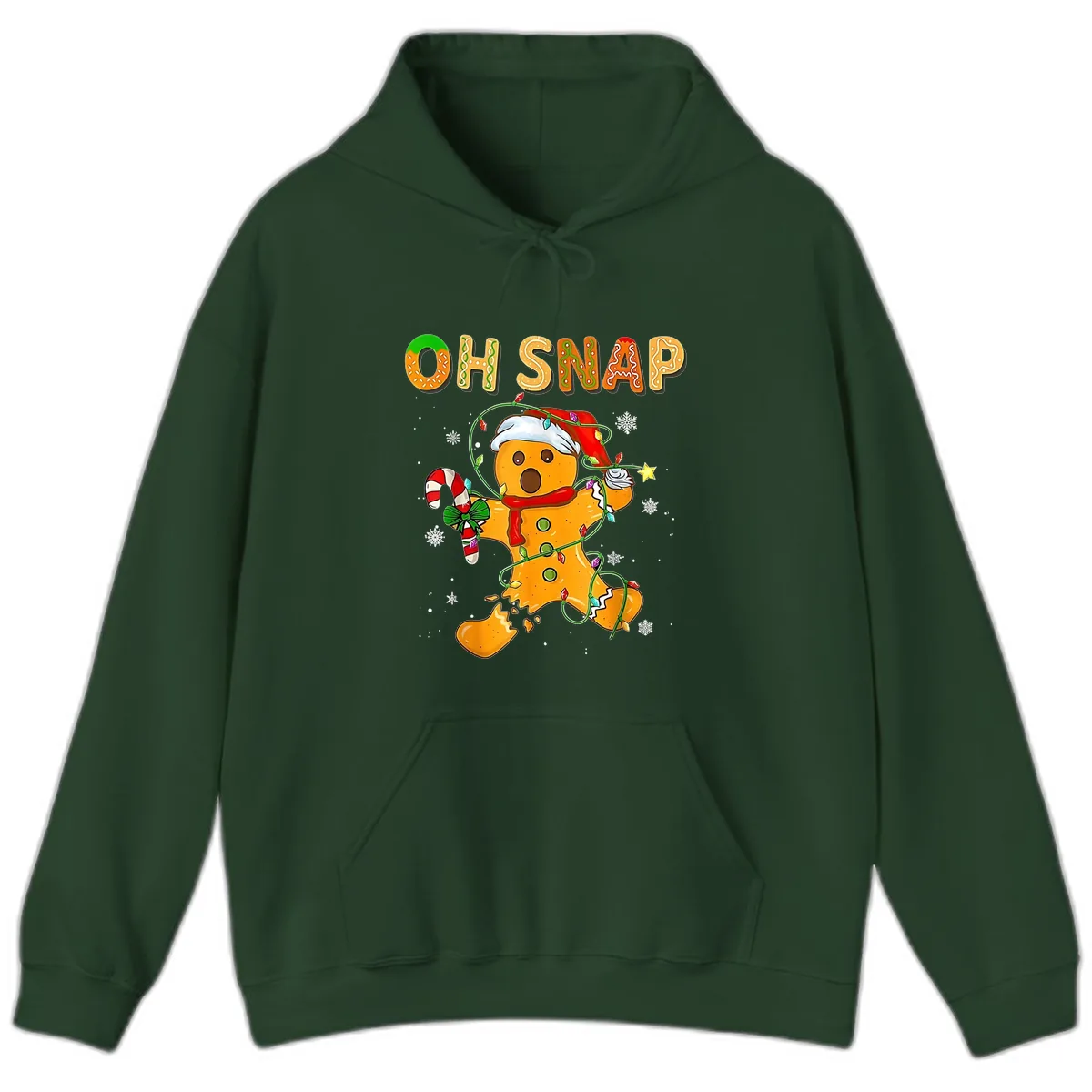 Oh Snap Gingerbread Man Holiday Hoodie in Forest Green
