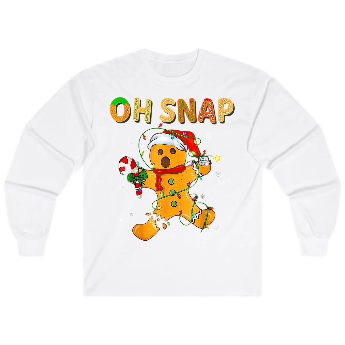 Oh Snap Gingerbread Man Holiday Long Sleeve in White