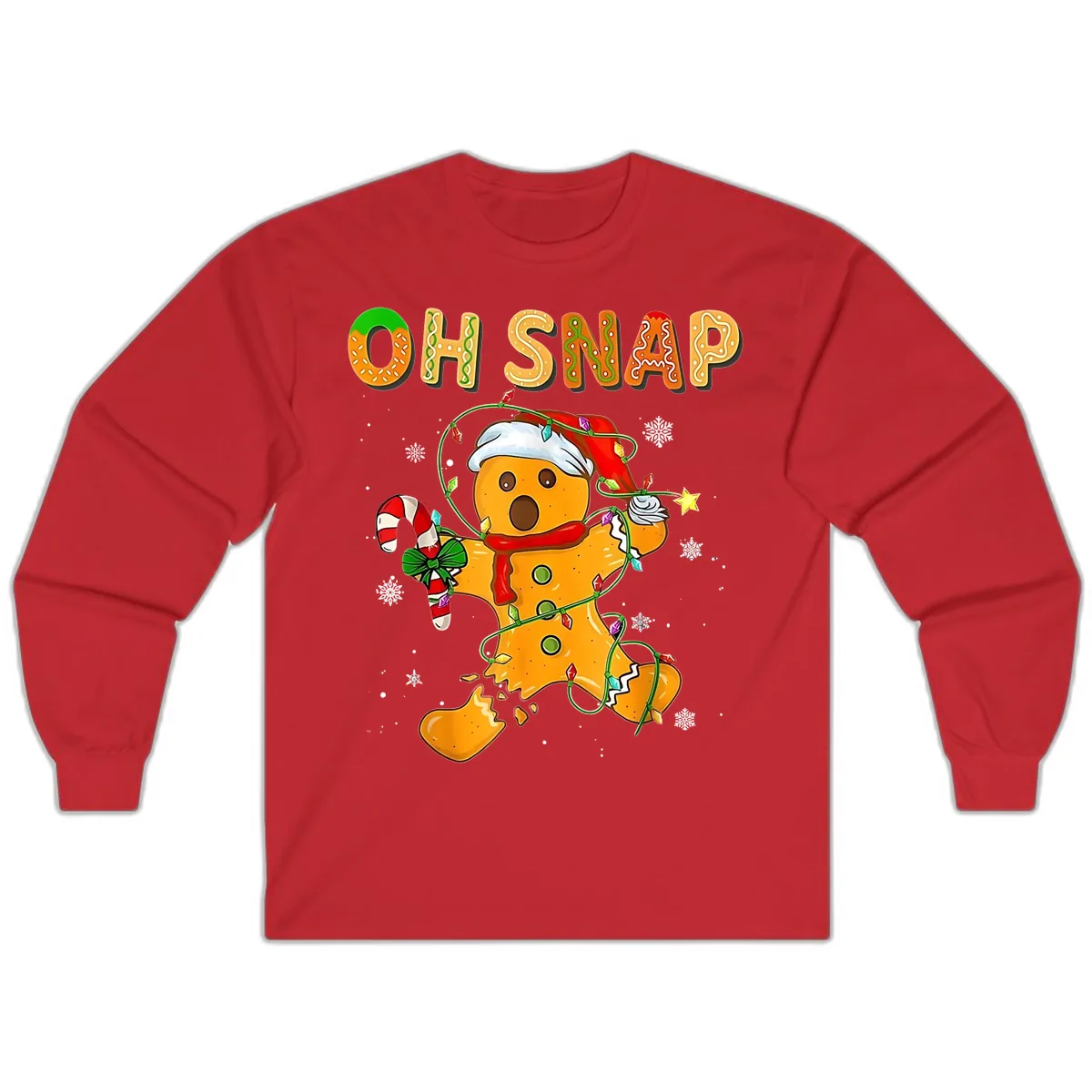 Oh Snap Gingerbread Man Holiday Long Sleeve in Red