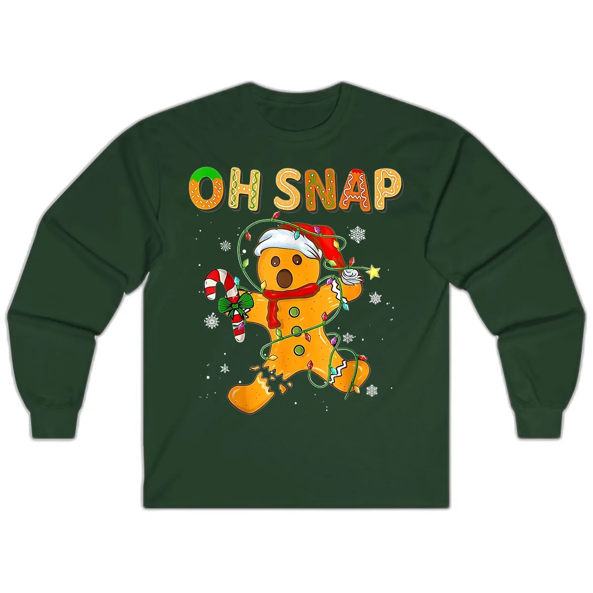 Oh Snap Gingerbread Man Holiday Long Sleeve in Forest Green