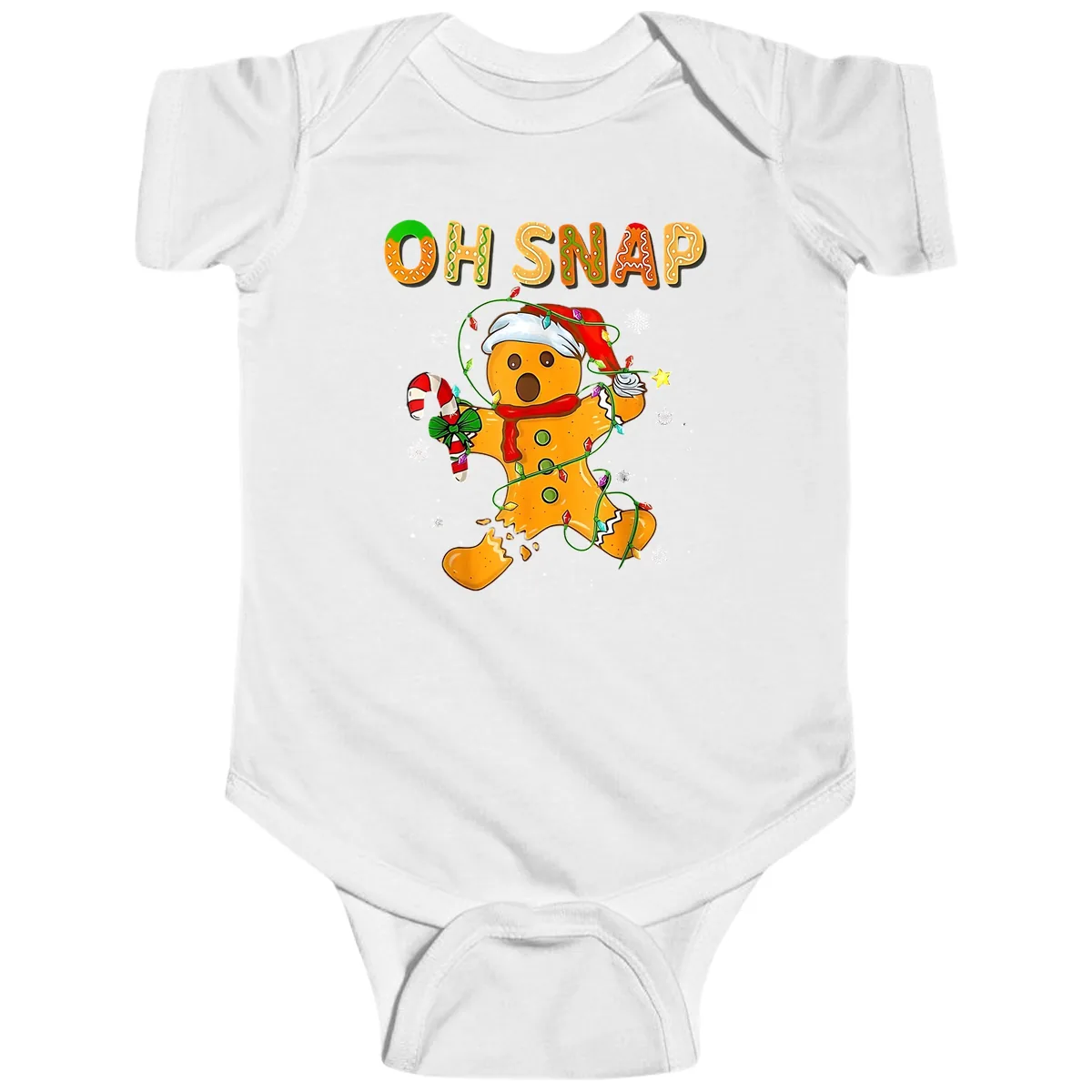 Oh Snap Gingerbread Man Holiday Baby Onesie in White