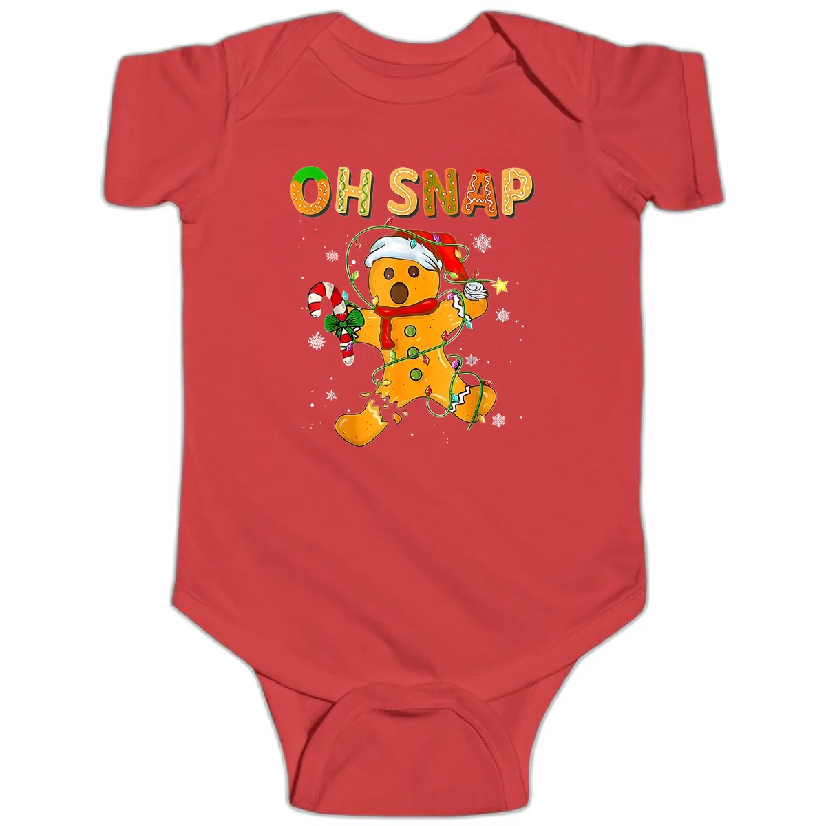 Oh Snap Gingerbread Man Holiday Baby Onesie in Red