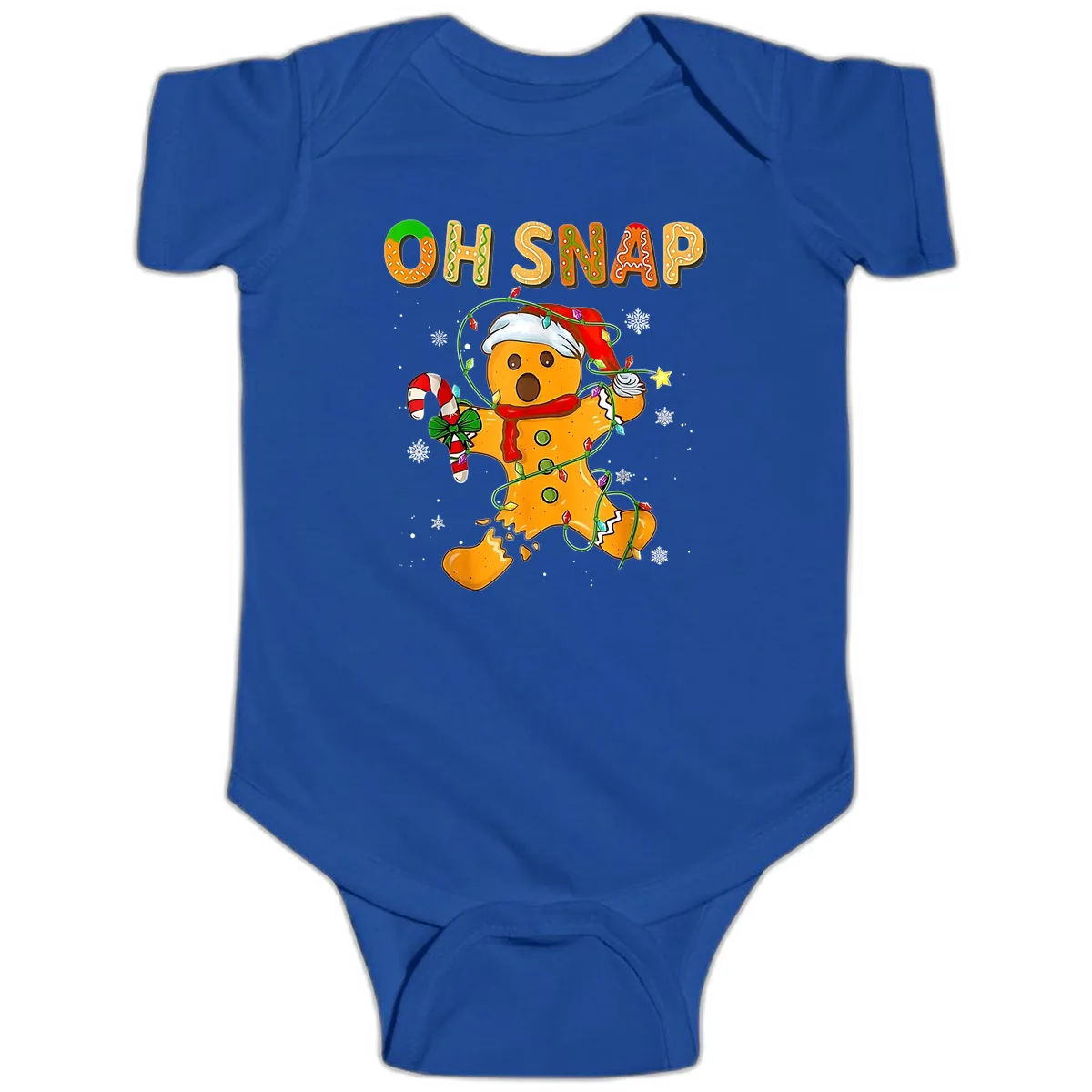 Oh Snap Gingerbread Man Holiday Baby Onesie in Royal