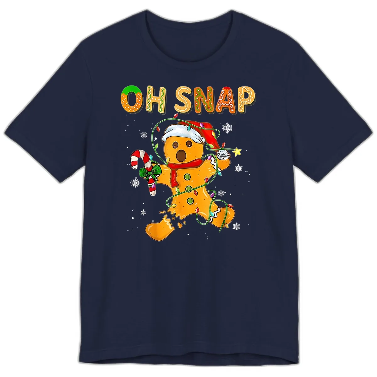 Oh Snap Gingerbread Man Holiday Premium T-Shirt in Navy