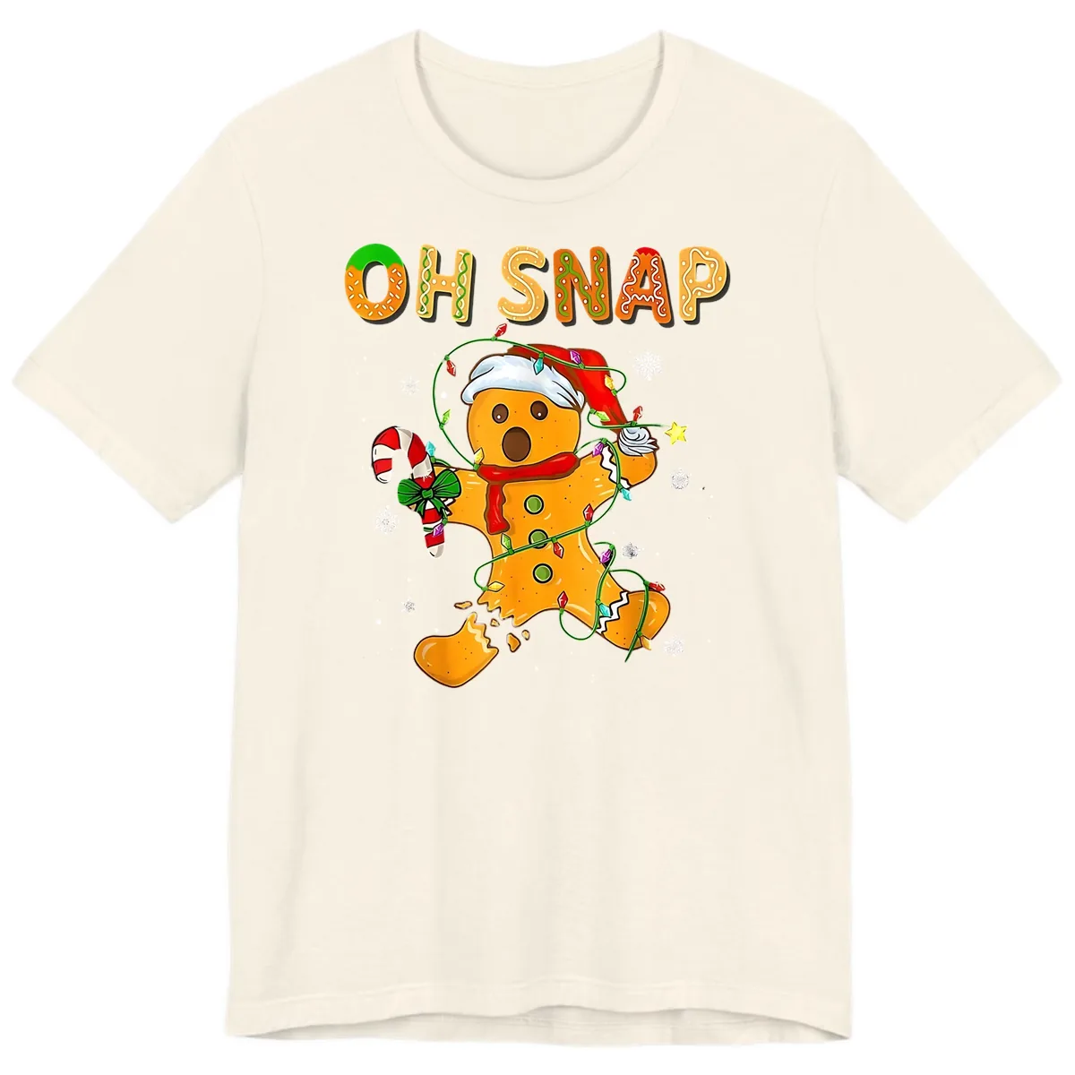 Oh Snap Gingerbread Man Holiday Premium T-Shirt in Natural