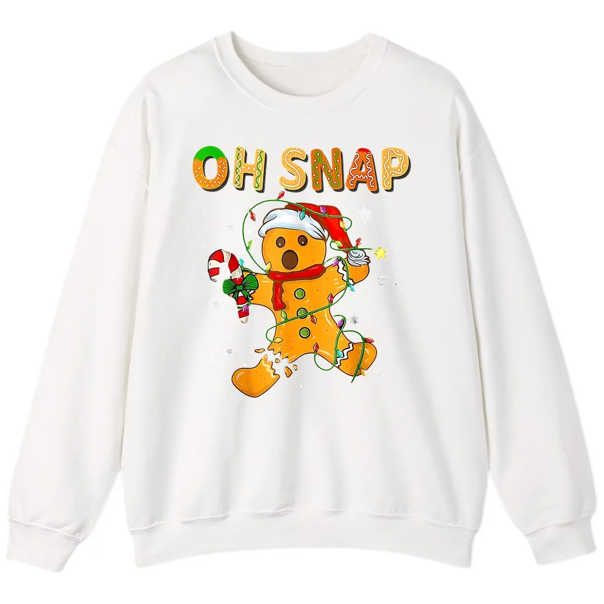 Oh Snap Gingerbread Man Holiday Sweatshirt in White