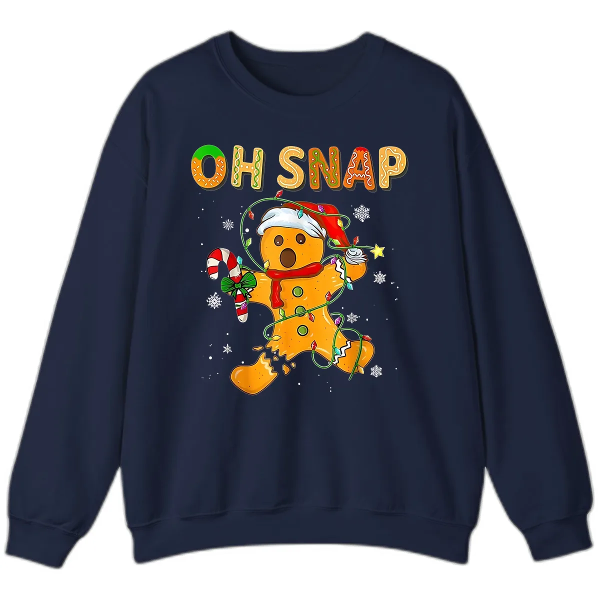 Oh Snap Gingerbread Man Holiday Sweatshirt in Navy