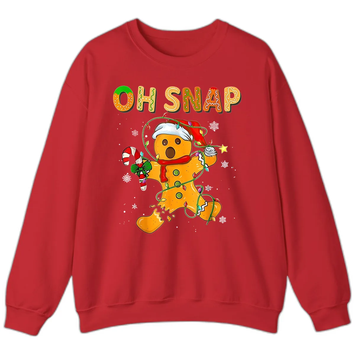 Oh Snap Gingerbread Man Holiday Sweatshirt in Red