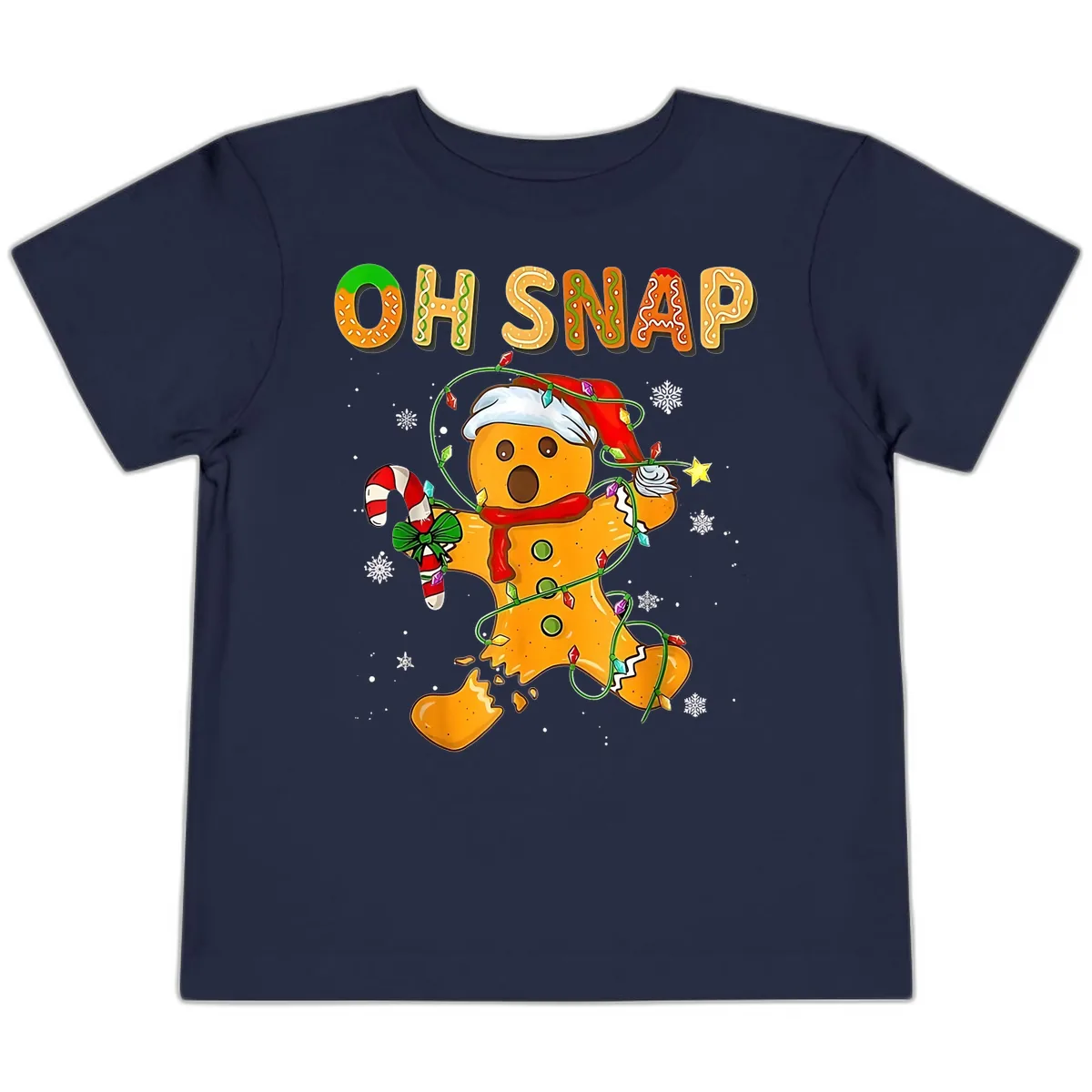 Oh Snap Gingerbread Man Holiday Toddler T-Shirt in Navy