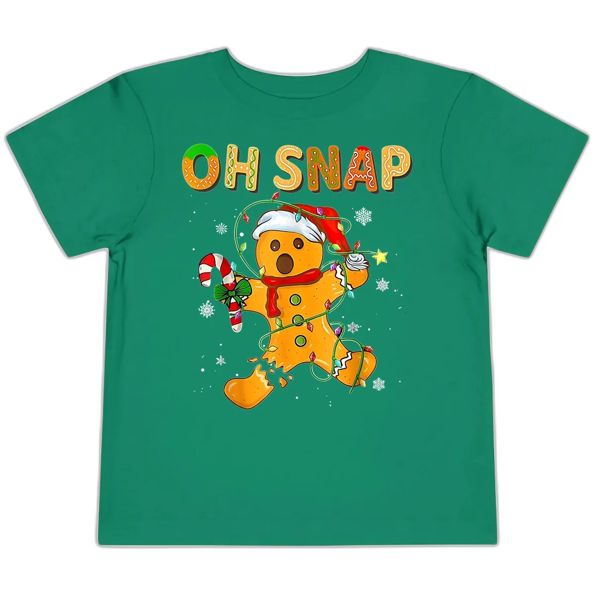 Oh Snap Gingerbread Man Holiday Toddler T-Shirt in Kelly