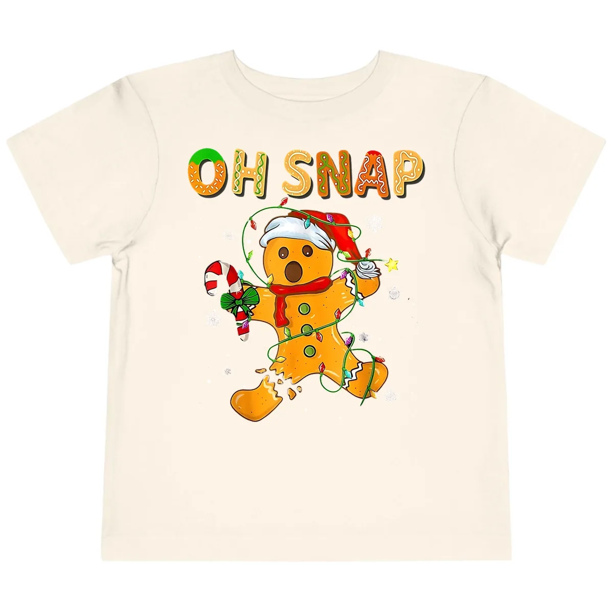 Oh Snap Gingerbread Man Holiday Toddler T-Shirt in Natural