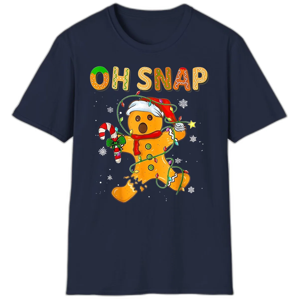 Oh Snap Gingerbread Man Holiday T-Shirt in Navy