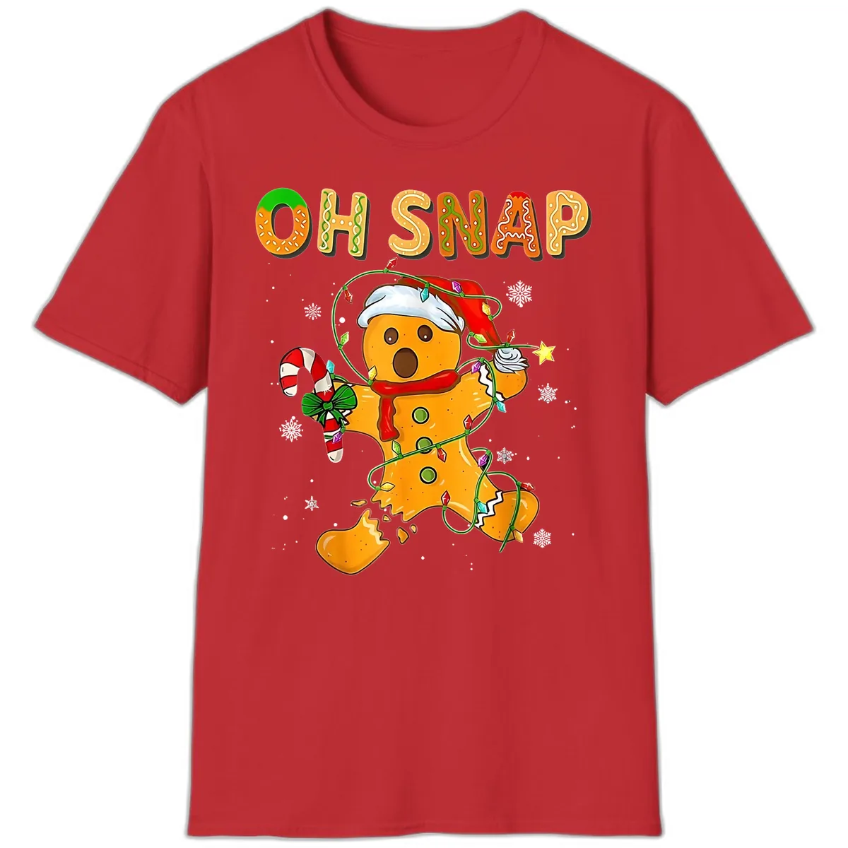 Oh Snap Gingerbread Man Holiday T-Shirt in Red