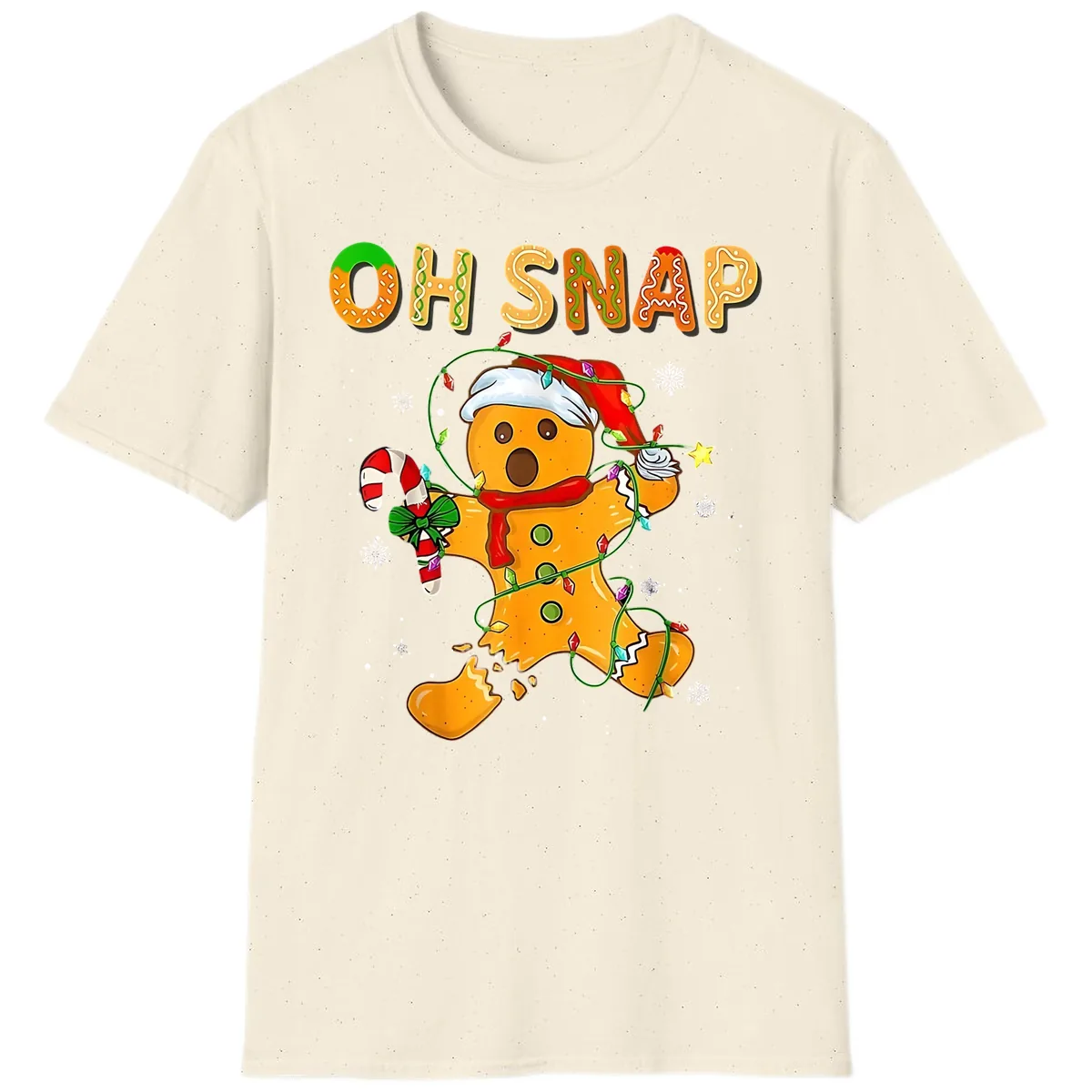 Oh Snap Gingerbread Man Holiday T-Shirt in Natural